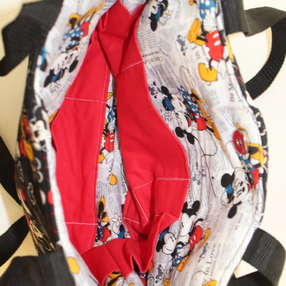 Mickey Mouse Handmade Fabric Shoulder Purse Bag Handbag Tote Magnetic Closure - Picture 5 of 7